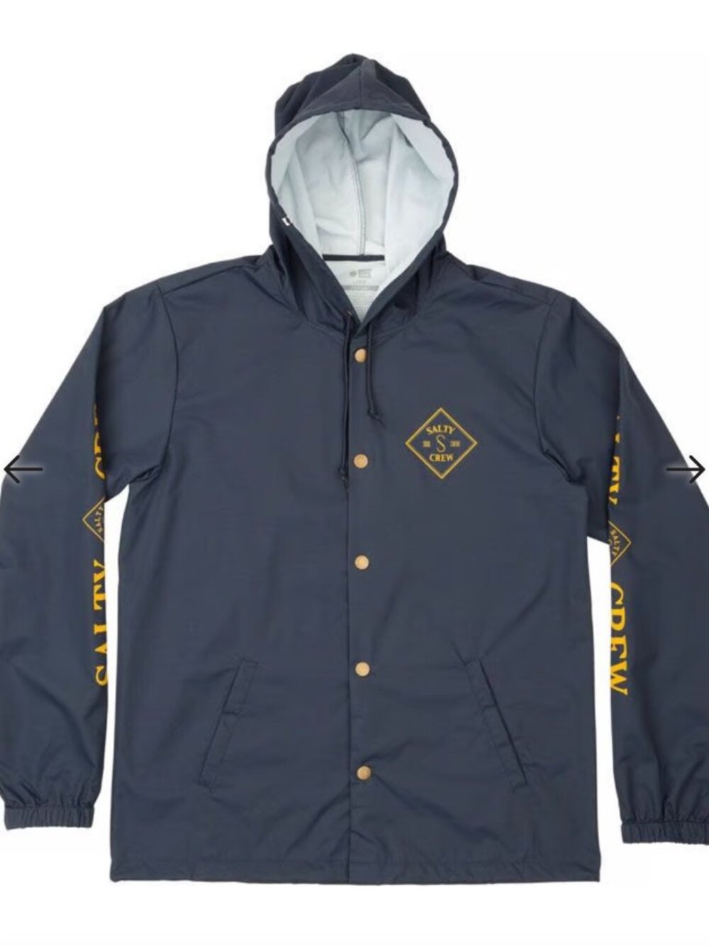 Salty Crew Tippet Hooded Jacket Navy Blue Nautical Rain Coat Parka Men's XL